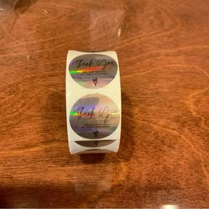 500 silver round thank you stickers